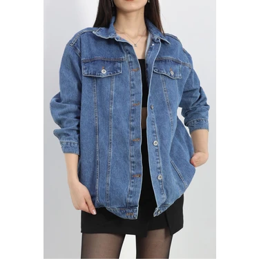 Denim Kot Ceket Mavi -