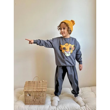 Sacro Kids Lion King Karakter Desenli  Eşofman-Sweatshirt 2 Iplik Mevsimlik Erkek Çocuk