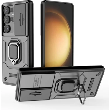 Seniee Samsung Galaxy S25 Ultra Kılıf, [tam Kamera Koruması] [360° Dönebilen Destek Halkası] Askeri