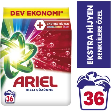 Ariel Toz Çamaşır Deterjanı 5,5 kg - 36 Yıkama, Standart Aroma, Renkli Kıyafetler İçin Özel, Ekstra