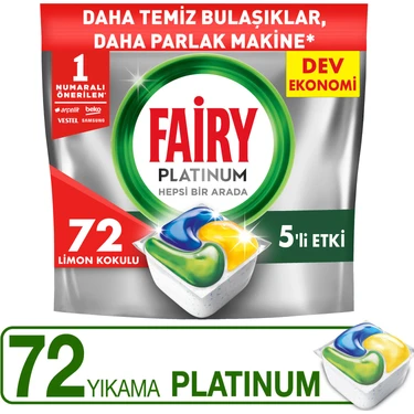 Fairy Platinum Bulaşık Makinesi Deterjanı Tableti / Kapsülü Limon Kokulu 72