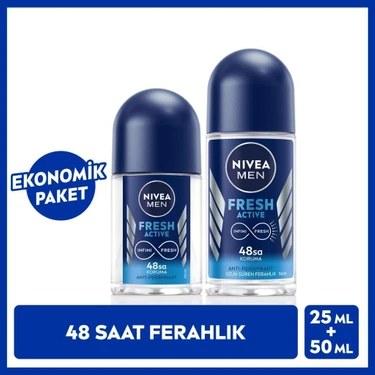 Nivea Men Erkek Roll-On Deodorant Fresh Active 50 ml ve Mini Roll-On Fresh Active 25