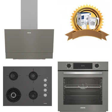 Altus Gri Cam Ankastre Set 322 G Turbo - 189 Dg Woklu - 510 G Davlumbaz -