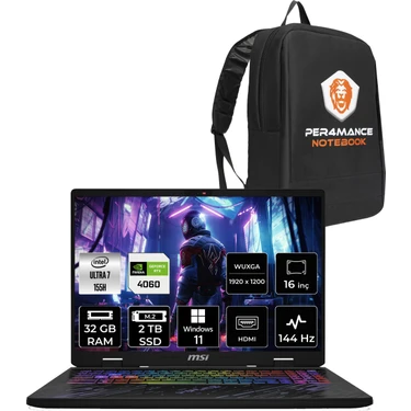 Msı Pulse 16 Aı Intel Core Ultra 7 155H 32GB 2tb SSD RTX4060/8GB 140W 16" Fhd+ 144Hz W11H