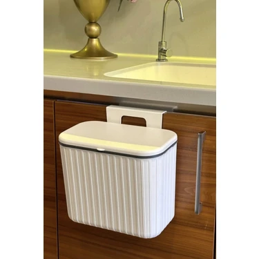 Makri Home Askılı Çöp Kovası- Beyaz- Çift Yönlü Kapaklı - 8 Litre/15