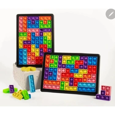 Popitli Tetris Silikon Oyuncak, Popitli Puzzle Duyusal Oyuncak, 3D Building Blocks, Bpa