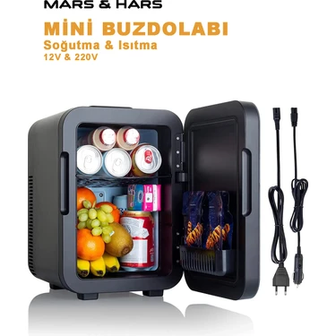 10 Lt. Mini Buzdolabı Soğutma ve Isıtma Özellikli 12V ve 220V (Kahve Mak.için Süt Hortum