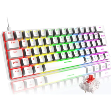 Silabor Rgb Beyaz Renk Kırmızı Switch T60 Mekanik