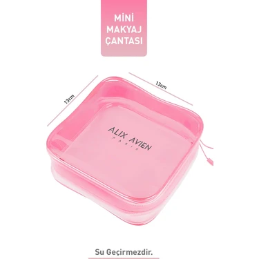 Alix Avien Pembe Mini Makyaj Çantası - Pink Cosmetic