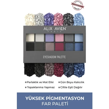 Alix Avien 12 Renkli Far Paleti 333 Glamorous Galaxy 15,6 g Yoğun Pigmentli ve Uzun Süre