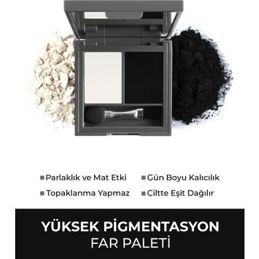 Göz Farı - Duo Eyeshadow 201 Pearly White & Black Velvet 3