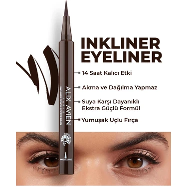 Uzun Süre Kalıcı, Suya Dayanıklı ve Yumuşak Uçlu Kahverengi Göz Kalemi- Inkliner Eyeliner Coffe