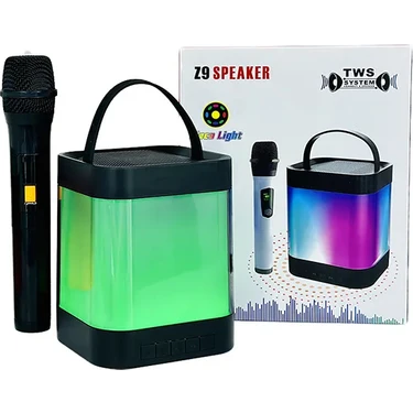 Karaoke Hoparlör Taşınabilir Bluetooth Hoparlör Mikrofon Seti Sd,usb,radyo Rgb Işıklı Ses