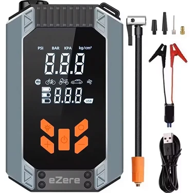 Ezere ST-9632D Taşınabilir Araç Lastik Şişirme ve Starter Akü Takviye