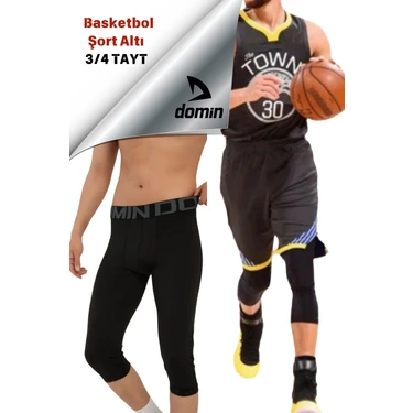 Basketbol Siyah Tayt 3/4 Tayt Antrenman Taytı Sporcu