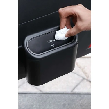 Fine Clean Kapaklı Organizer Oto Araba Çöp Kutusu Siyah Renkli Portatif Hijyenik