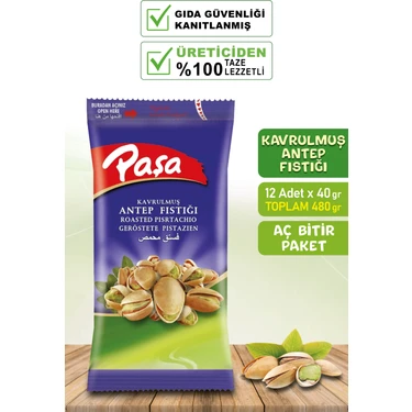 Paşa Kuruyemiş Kavrulmuş Antep Fıstığı 40 gr x 12 Adet (TOPLAM