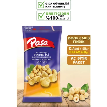 Paşa Kavrulmuş Fındık İçi 40 gr x 12 Adet (TOPLAM