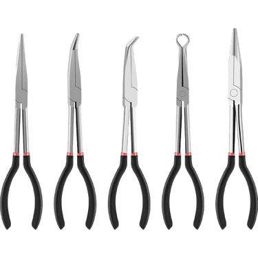 Sunshinee Uzatılmış Saplı Kargaburun 5 Parçalı Set Dirsek O-Şekilli Pense 25/45/90 Derece Bükülmüş