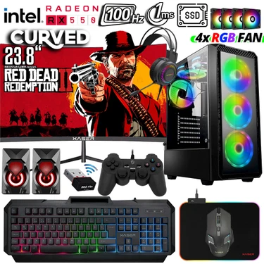 Xaser XSR314 I5 4590 16GB Ram 512GB SSD 8GB RX580 GDDR5 256Bit 23,8" 100Hz Curved Oyuncu Masaüstü