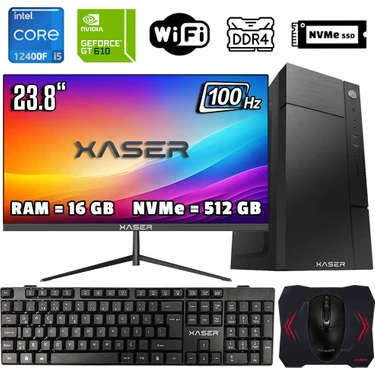 Xaser XSR564 I5 12400F 16GB Ram 512GB M.2 Nvme SSD 2gb GT610 23.8" 100Hz Monitör Masaüstü Ofis