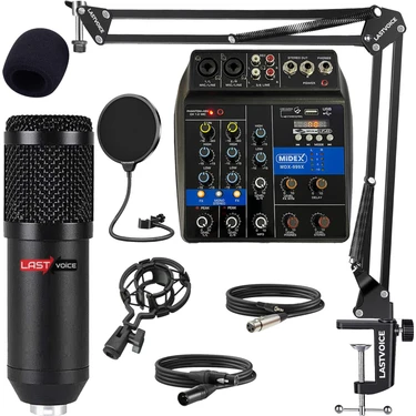 Lastvoice BM800 Mikrofon Phantomlu Mikser + Stand + Shock Mount