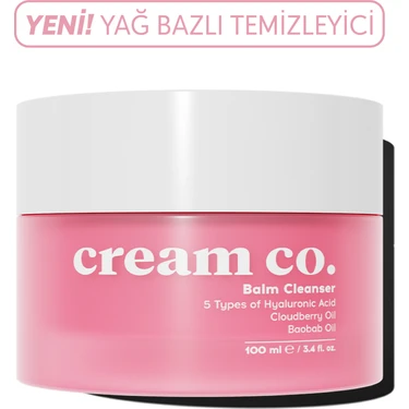 Cream Co. Balm Yüz Temizleyici | Aydınlatıcı Nem Makyaj Temizleme | Hyaluronik Asit | Tüm Cilt