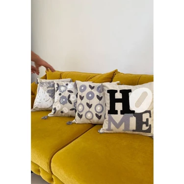 E-Bizz Home Punch Nakışlı 4 Adet Kırlent