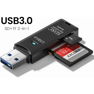Techmi. 2in1 USB 3.0 Micro Sd Hafıza Adaptörü- Tf Kart Okuyucu Hub Adaptör Veri