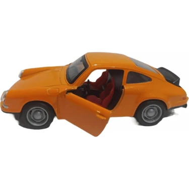 Boratila Toys Nostalji Klasik 12 cm Metal Metal Çek Bırak Porsche Turuncu Araba  2 Kapı ve Bagaj