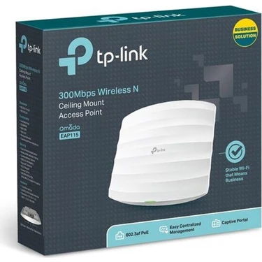 TP-LINK EAP115, N300 Mbps Kablosuz Tavan Tipi Access