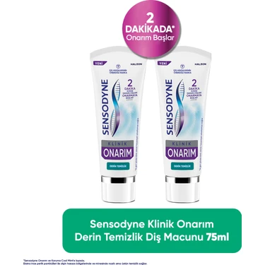 Sensodyne Klinik Onarım Derin Temizlik Diş Macunu 75ML x 2