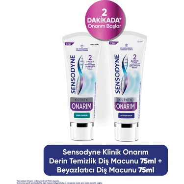 Sensodyne Klinik Onarım Derin Temizlik Diş Macunu 75ML + Beyazlatıcı Diş Macunu