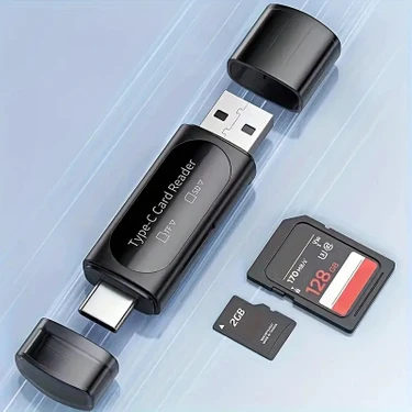 USB ve Type-C Çift Çıkışlı USB Kart Okuyucu Çevirici Adaptör, Sd/micro Sd Card