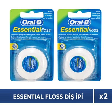 Oral-B Diş İpi Essential Floss 50M x2 Adet Kırılmaya Dayanıklı Waxed