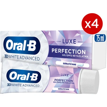 Oral-B 3D White Advanced Luxe Perfection Beyazlatıcı Diş Macunu 75 ml x 4 Nane