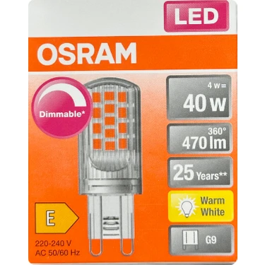 Osram 4W (40W) 2700K (Sarı Işık) G9 Duylu Dim Edilebilir Led Fiyatı