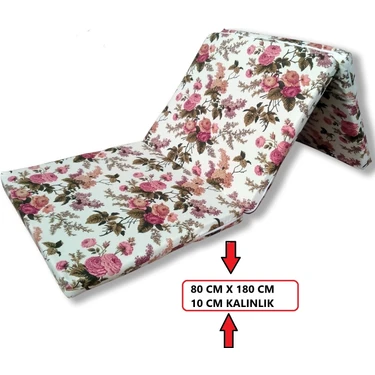 Mor Minder Katlanır Yer Yatağı Tek Kişilik Sünger Minder Yatak 80 x 180 x  10  cm  Gri Kalın Sünger
