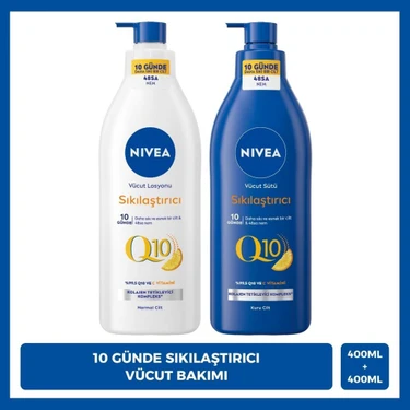 Nivea Q10 Vücut Bakım Sütü Kuru Cilt 400ml ve Vücut Losyonu Normal Cilt 400 ml, C Vitamini,