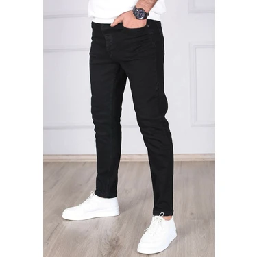 Elitwear Erkek Siyah Slim Fit Kot