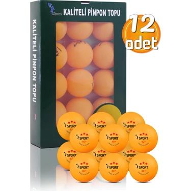 12 Adet 3 Yıldız Kutulu 40+ Gazlı Pinpon Topu Turuncu Masa Tenisi Topu Pingpong