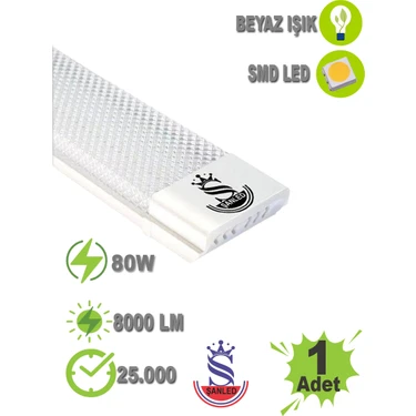 ŞANLED 80 Watt 120 cm Kristal Yatay LED Bant Armatür-Trafolu Beyaz Işık -1-2-4-8-10-20-40-50-80-100