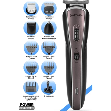 Power Kablolu Kablosuz Paslanmaz Çelik 11 In 1 Full Standlı Erkek Bakım