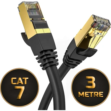 Gold Step Cat 7 Ethernet Kablosu 10 Gigabit/s 600 Mhz Premium Metal Zırhlı RJ45