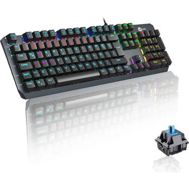 Lecoo GK301 USB Kablolu Makro Tuşlu Blue Switch RGB LED Aydınlatmalı Gaming Mekanik Türkçe Q Klavye