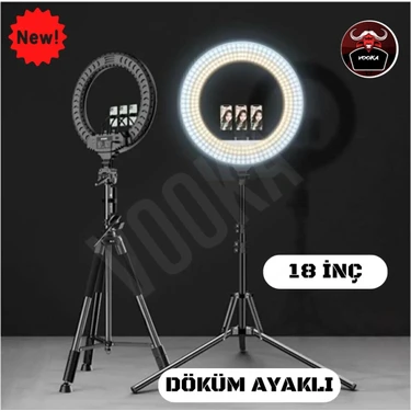 Vilya Megalüx Döküm Ayaklı Profesyonel Kuaför Makyaj Çekimleri 18ınç 460 LED Kumandalı Ring