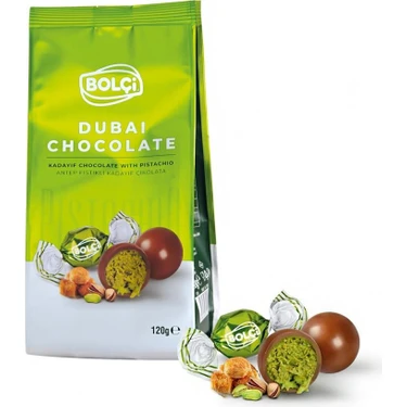 Bolçi Fıstıklı Kadayıf Dolgulu Sütlü Top Çikolata 120 g Dubai Temalı