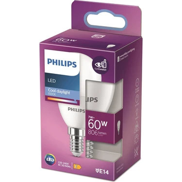 Philips LED 60W P48 E14 Beyaz Işık Dim Edilmez