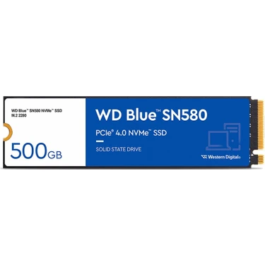 Wd 500Gb Blue SN580 WDS500G3B0E PCIe Gen4 x4 Okuma 4000MB – Yazma 3600MB M.2