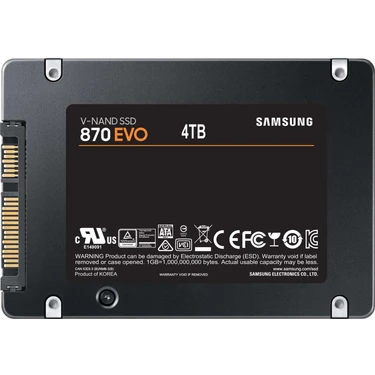 Samsung 870 Evo 2.5" 4 TB SSD – 560MB/s Okuma, 530MB/s Yazma Hızlı SATA, 6,8 mm İnce ve Dayanıklı